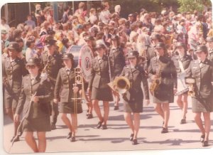 The 312th U.S. Army Band marches in the 1976 Bicentennial Parade in Lawrence.